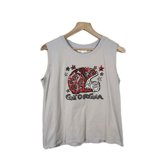 Stewart Simmons Georgia Bulldogs Sequin Helmet Tank Top Medium UGA Dawgs Gameday - Picture 3 of 10